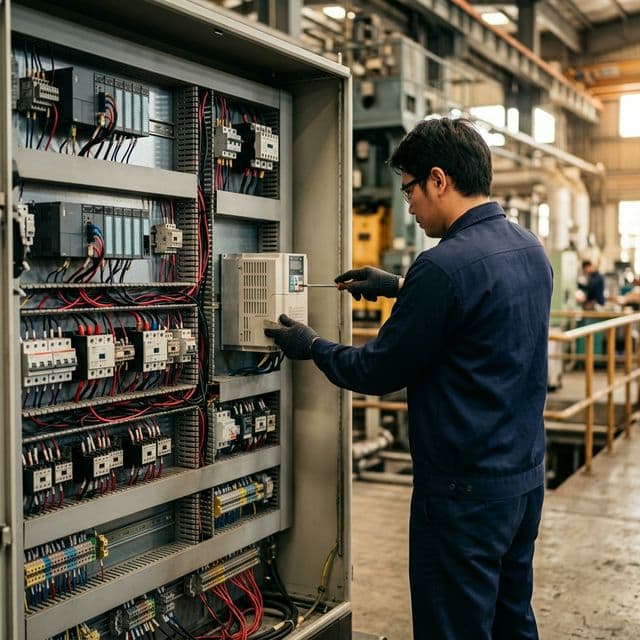 Kỹ sư BeeCa lắp đặt thiết bị điện công nghiệp