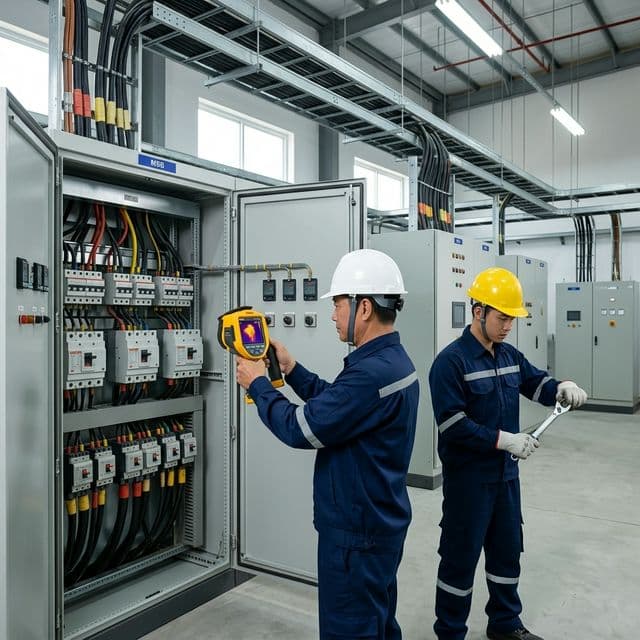 Kỹ sư BeeCa đo nhiệt ảnh tủ điện công nghiệp tại nhà máy