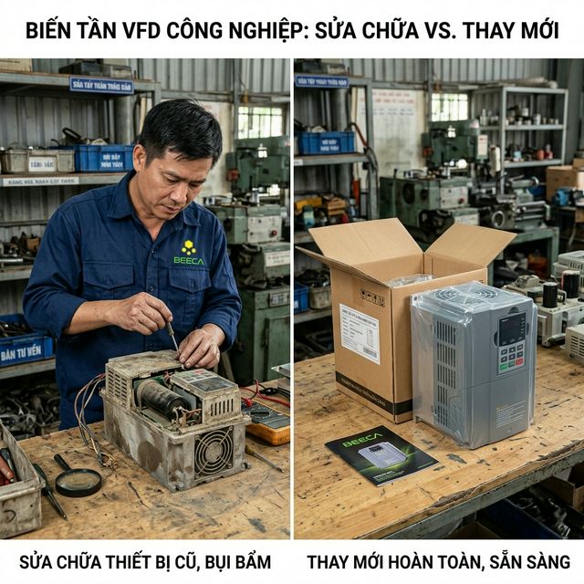 So sánh sửa chữa và thay mới biến tần công nghiệp